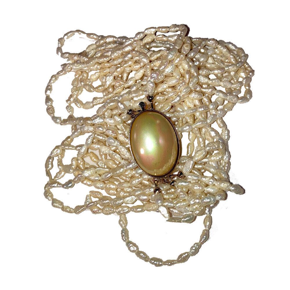 Designer Vintage Freshwater Pearl Bead Multi Strand Necklace Size ONE SIZE - 4 Thumbnail