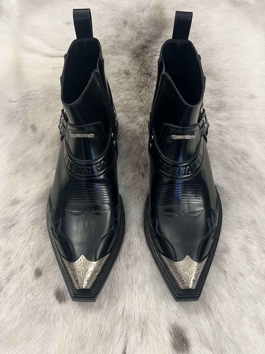 Balenciaga 🚨 Cowboy Balenciaga Santiag Boots - Black Leather Size US 8 / EU 41 - 4 Thumbnail