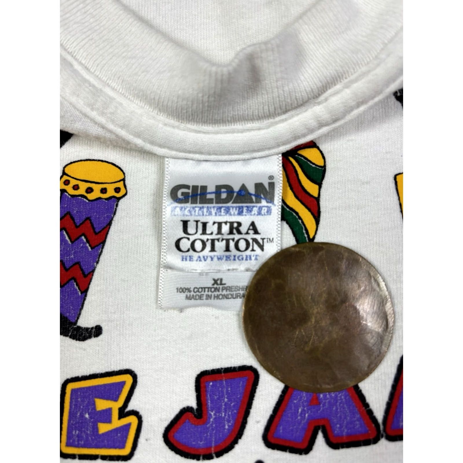 Gildan VINTAGE Jamaican 90s Frestival Party Graphic Tee XL White Gildan T-Shirt Men Crew Neck Short Sleeve Cotton Ring Spun Preshrunk Size US XL / EU 56 / 4 - 7 Thumbnail