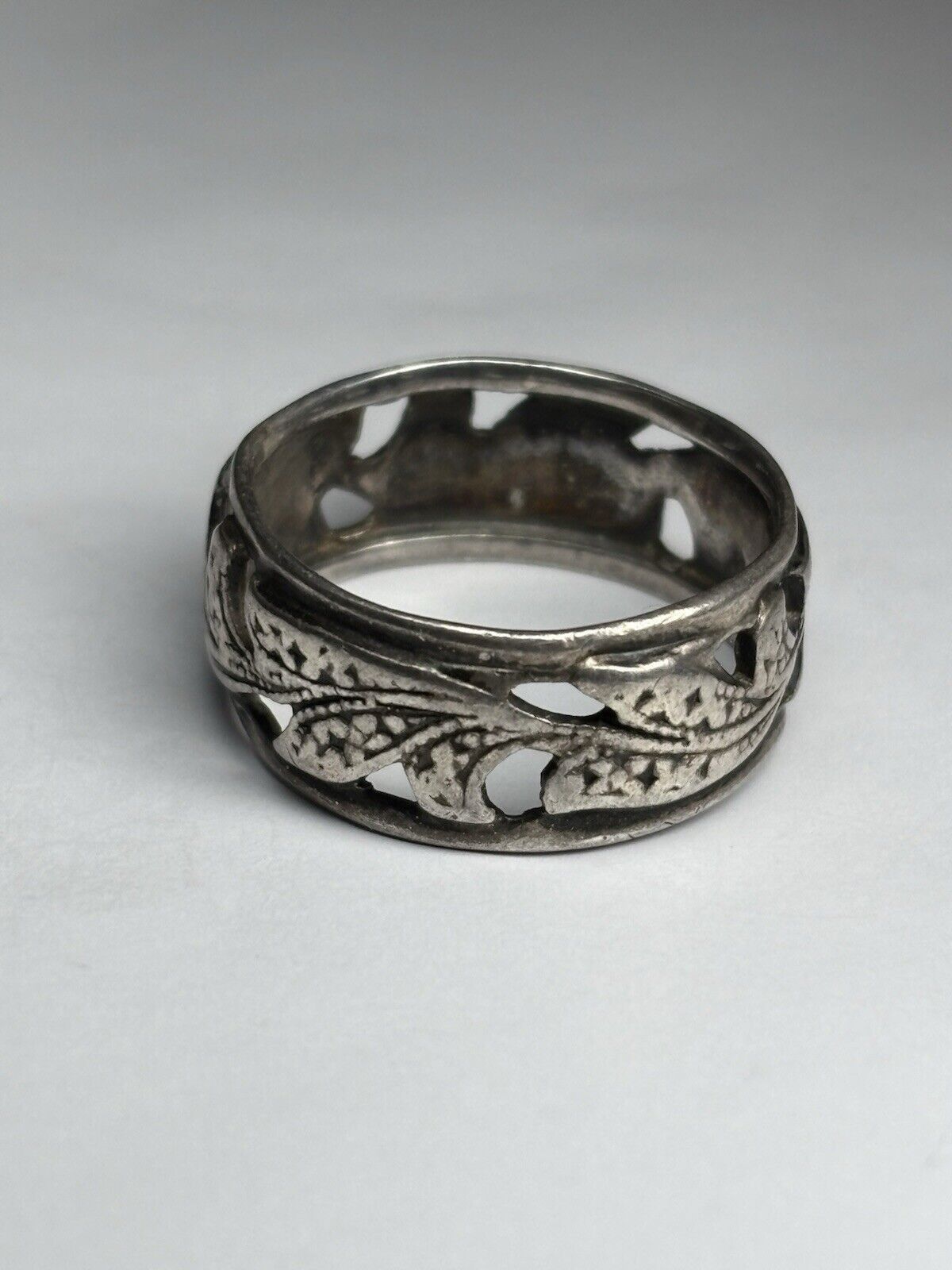 Other Vintage Sterling Silver Carved Floral Patterned Ring Size 7 Size ONE SIZE - 2 Thumbnail