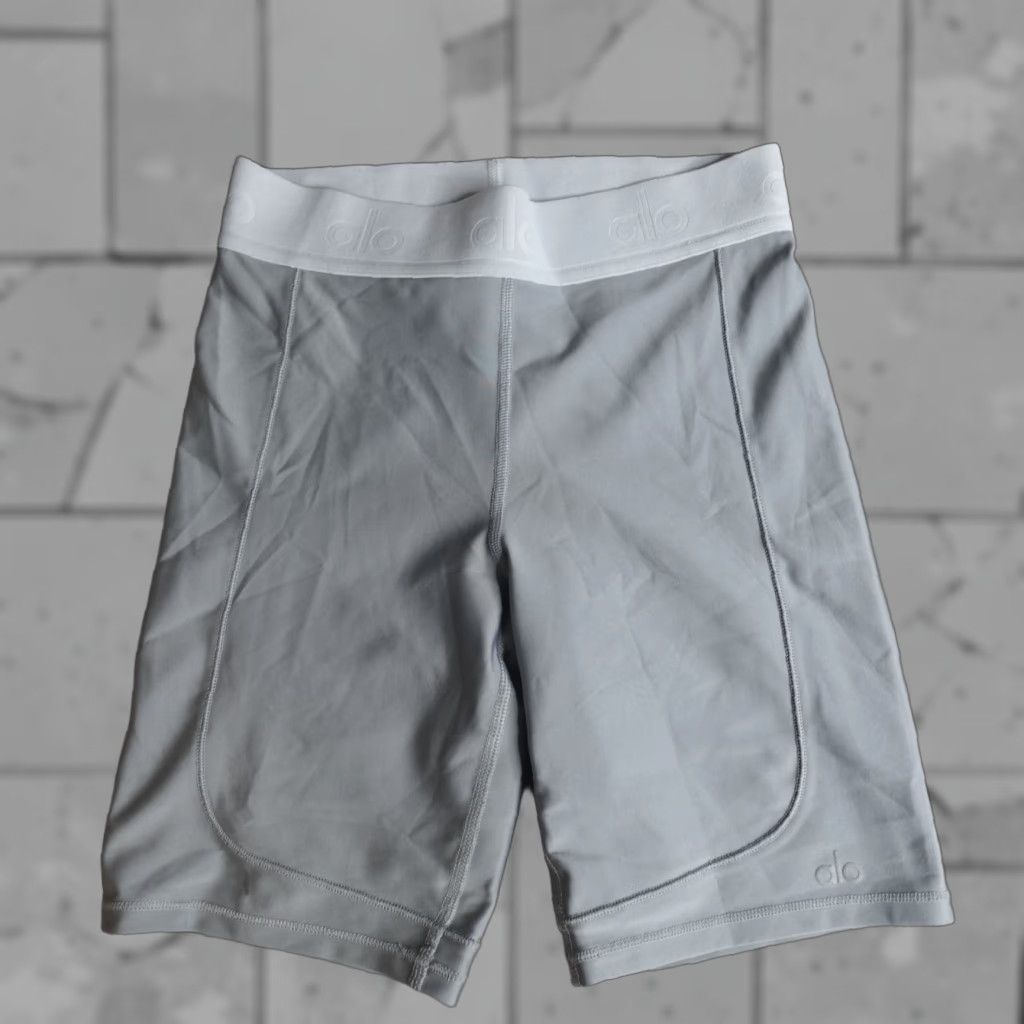 Alo Womens Shorts Small Gray Blue Solid Athletic Activewear Summer Spring