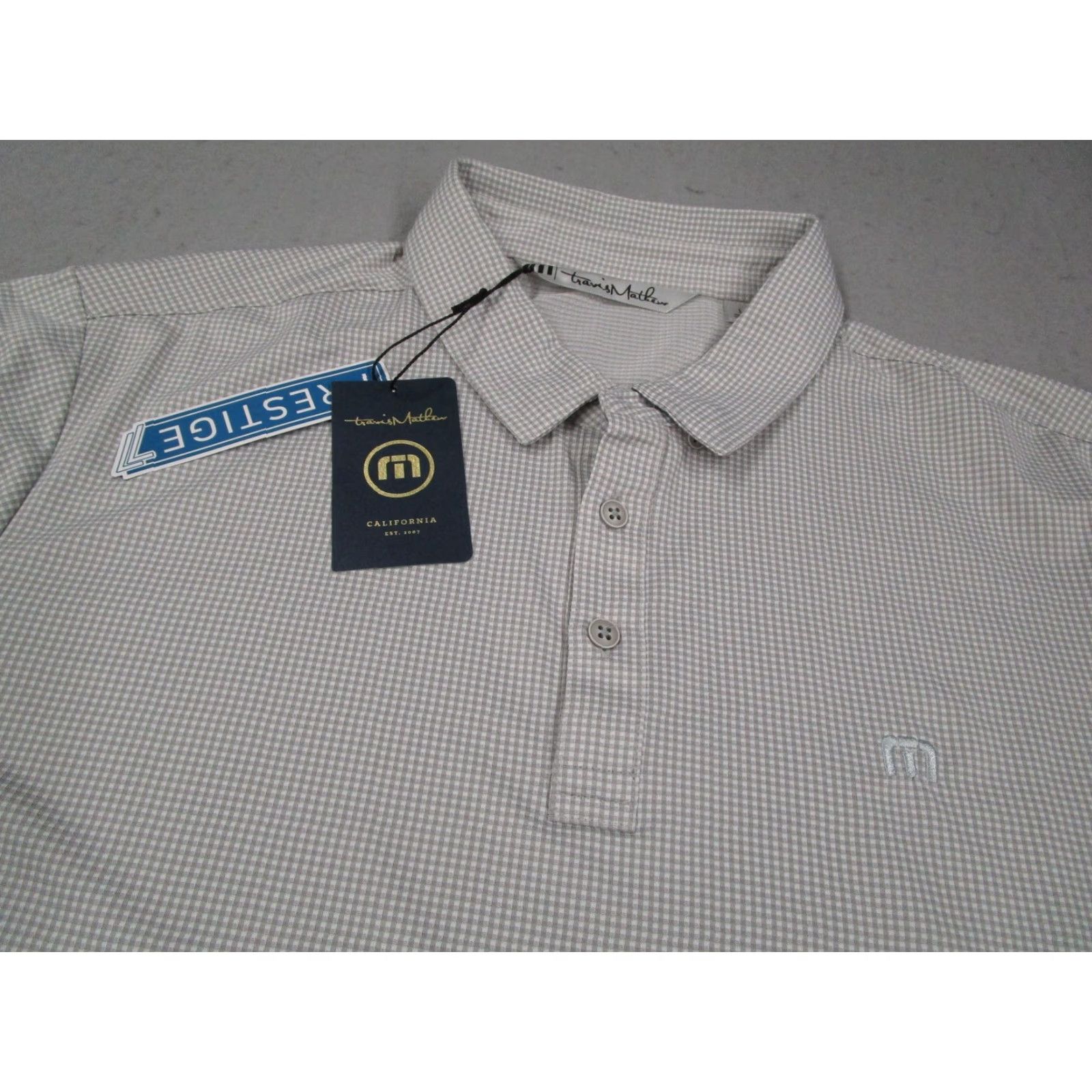 TravisMathew TravisMathew Polo Shirt Mens L Gray Gingham Zim 1ML003 Stretch Golf Short Sleeve Polo Shirt Mens Large Gray Size US L / EU 52-54 / 3 - 2 Thumbnail