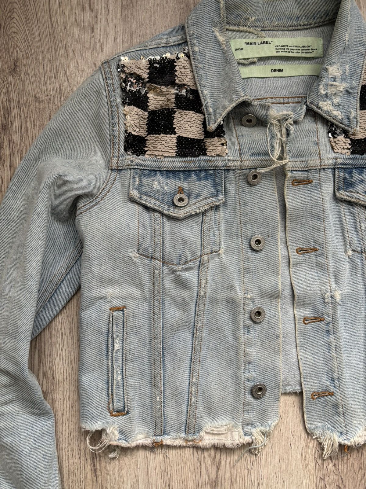 Off-White OFF-WHITE C/O VIRGIL ABLOH CHECKERED DENIM JACKET size 40 Size L / US 10 / IT 46 - 7 Thumbnail