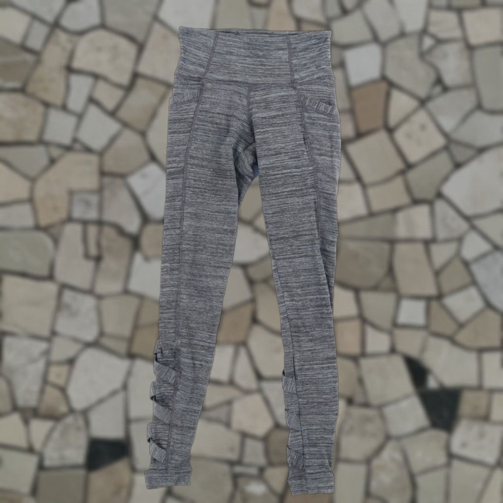 Athleta Athleta High Rise Spacedye Cutout Chaturanga Nylon Woven Leggings Gray Women's XXS Size 24" / US 00 / IT 34 - 1 Thumbnail