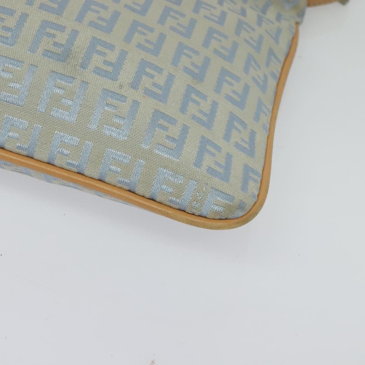 Fendi FENDI Zucchino Canvas Shoulder Bag Light Blue Silver Size ONE SIZE - 3 Thumbnail