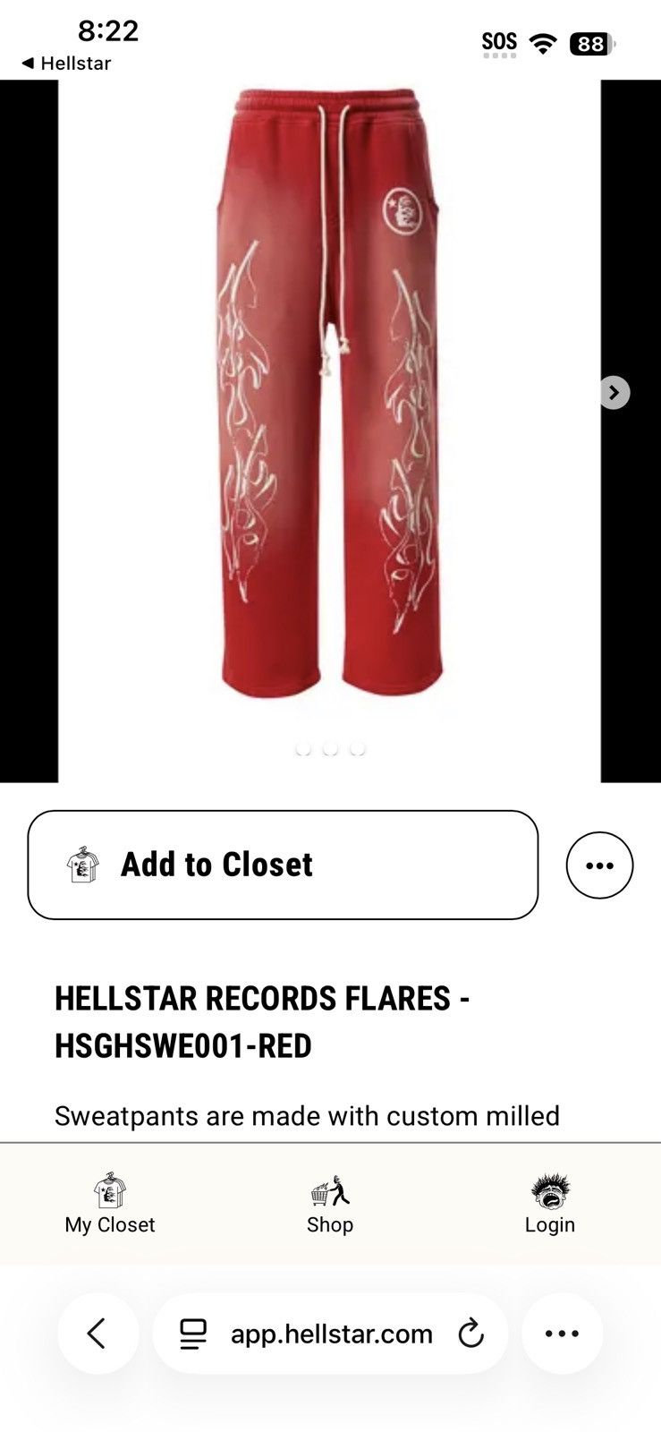 HELLSTAR Hellstar Records Red Flare Sweatpants size XXL Size US 44 / EU 60 - 2 Thumbnail