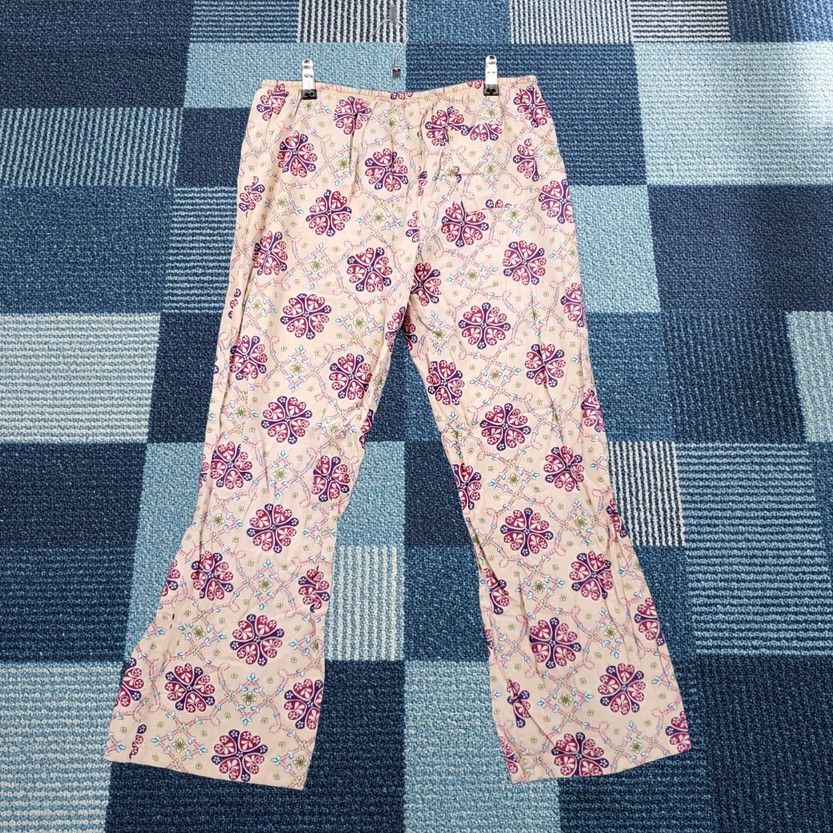 Vintage Xhilaration Pants Womens M Medium Beige Pink Mid-Rise Flared Hippie Pull On Size 32" / US 10 / IT 46 - 1 Thumbnail