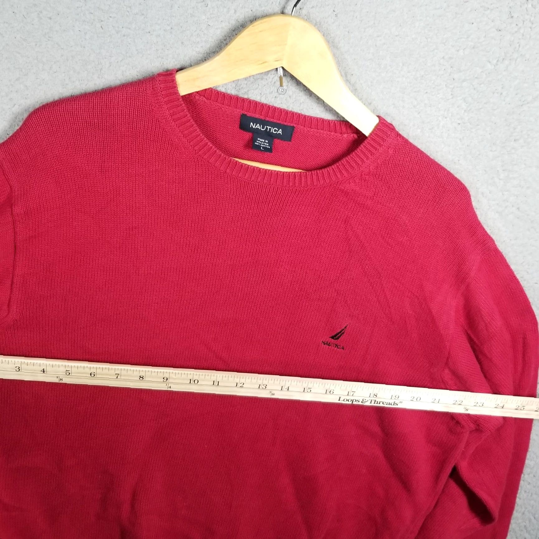 Nautica Nautica Sweater Mens Large Red 100% Cotton Knit Crewneck Pullover Logo Knit Style Tight-Knit Long Sleeve Casual Winter Size US L / EU 52-54 / 3 - 7 Thumbnail