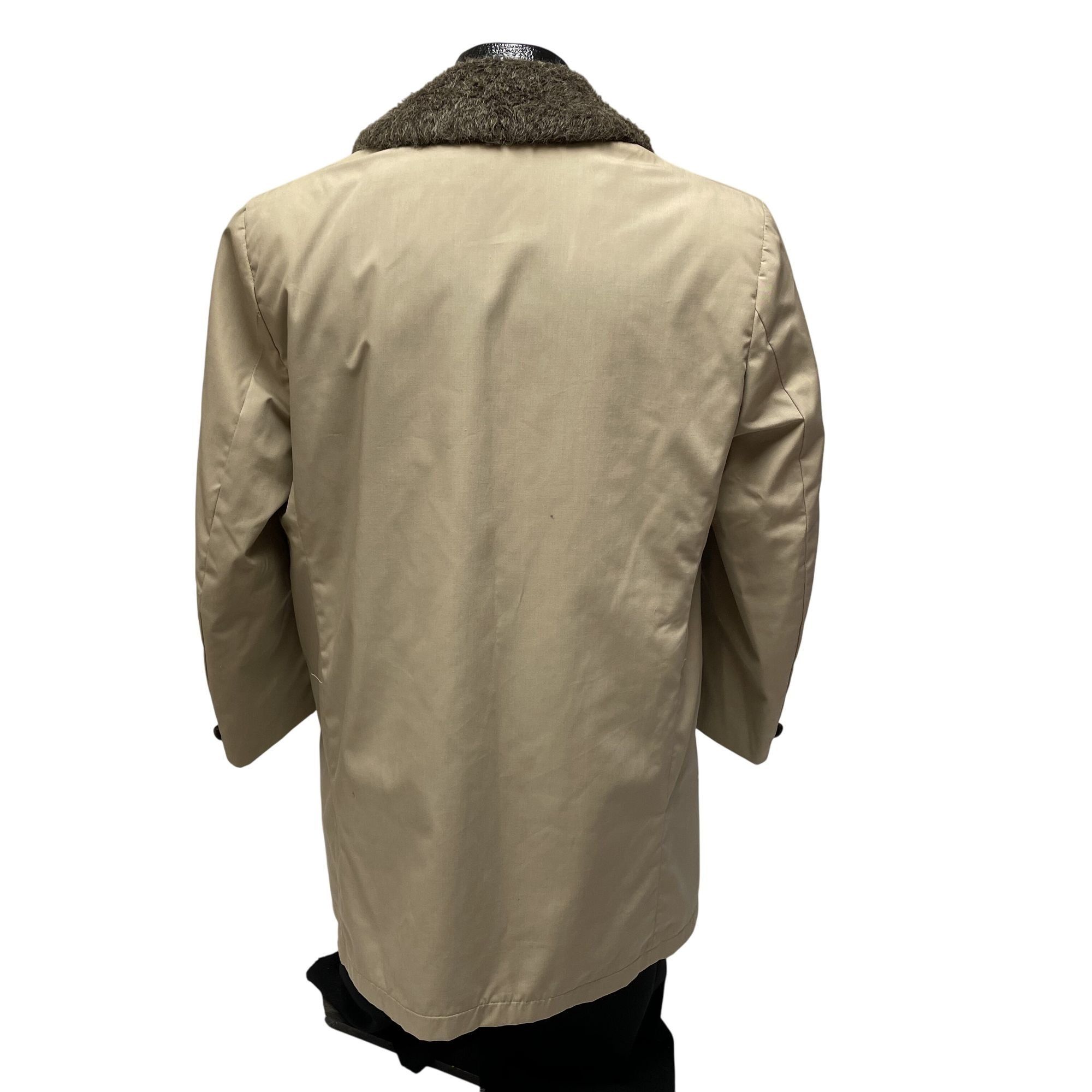 Sears Vtg Sears Khaki Car Coat Gray PILE Lapel FLEECE Lined Jacket Size US L / EU 52-54 / 3 - 3 Thumbnail