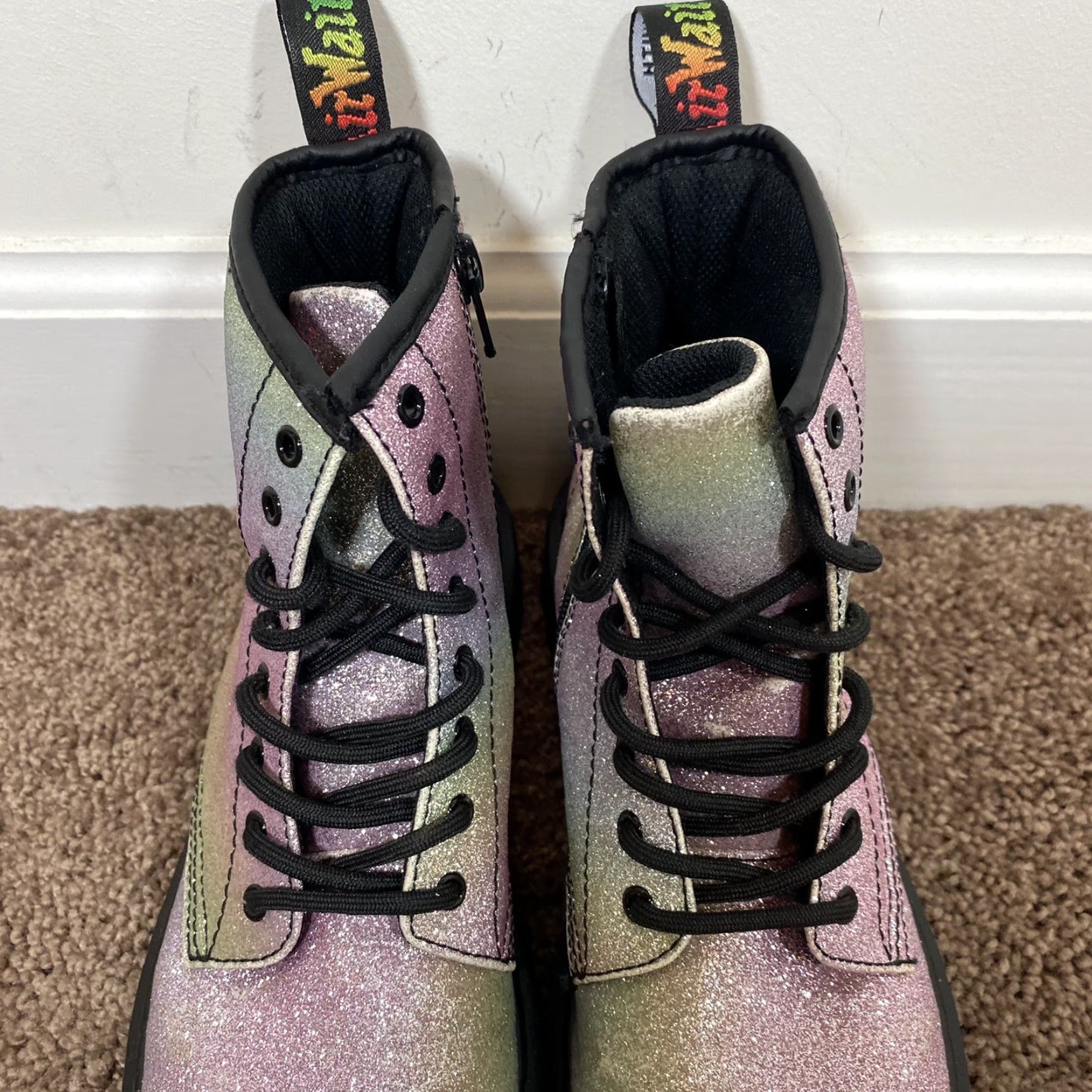 Dr. Martens VINTAGE Dr. Martens Boots Rainbow Glitter Zipper J Womens US 5 Style 1460J JY004 Size US 5.5 / IT 35.5 - 5 Thumbnail
