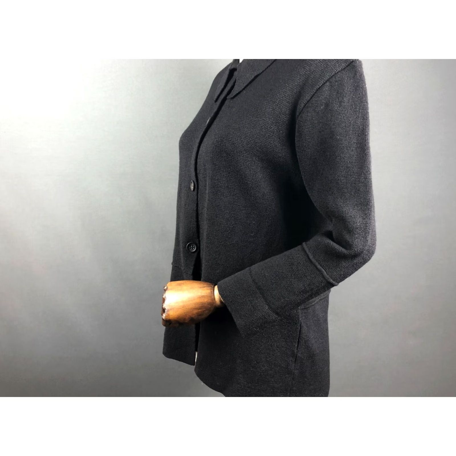 Vintage Annette Görtz Blazer Jacket Women M Black Wool Crepe Short Sleeve Long Sleeve Button Casual Classic Basic Jacket Mens? Ladies Size M / US 6-8 / IT 42-44 - 6 Thumbnail