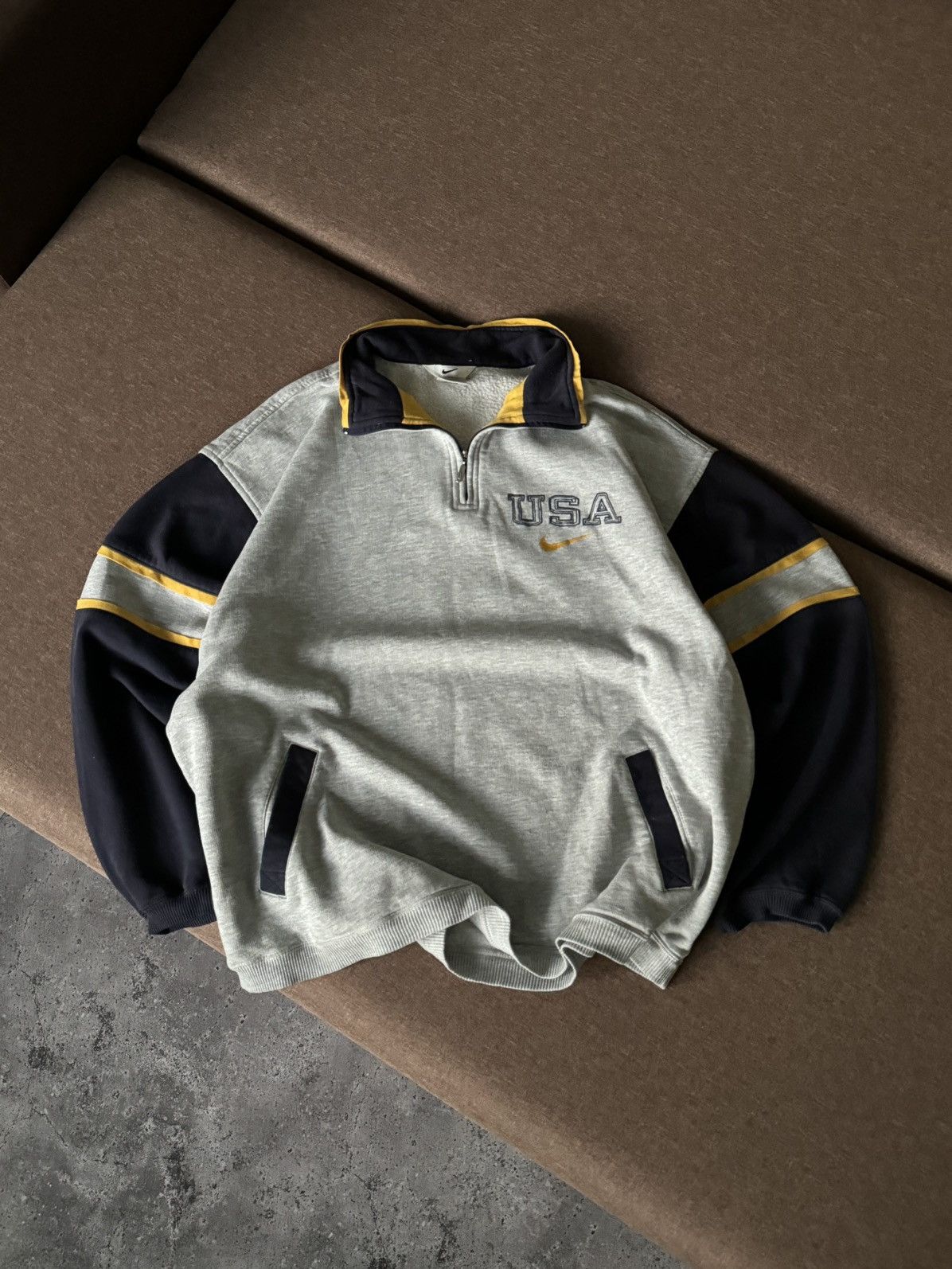 Nike × Vintage Vintage Nike USA oversized big logo 1/3 sweatshirt Size US XL / EU 56 / 4 - 3 Thumbnail