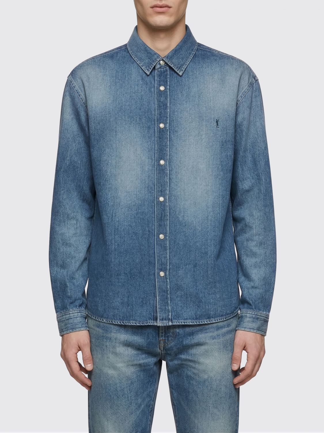 Saint Laurent Paris Saint Laurent Shirt Men Blue Size US XL / EU 56 / 4 - 1 Thumbnail