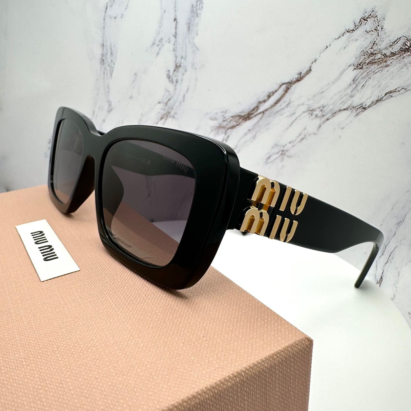 Miu Miu New MIU MIU Sunglasses Black Gold Metal Logo Authentic Size ONE SIZE - 21 Thumbnail