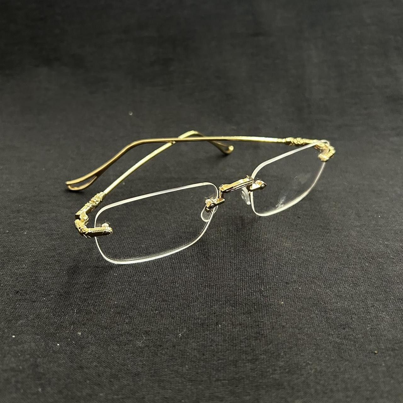 Japanese Brand × Vintage Y2K 2000s Gold Rimless Cross Hip Hop Blue Tint Sunglasses Size ONE SIZE - 1 Thumbnail