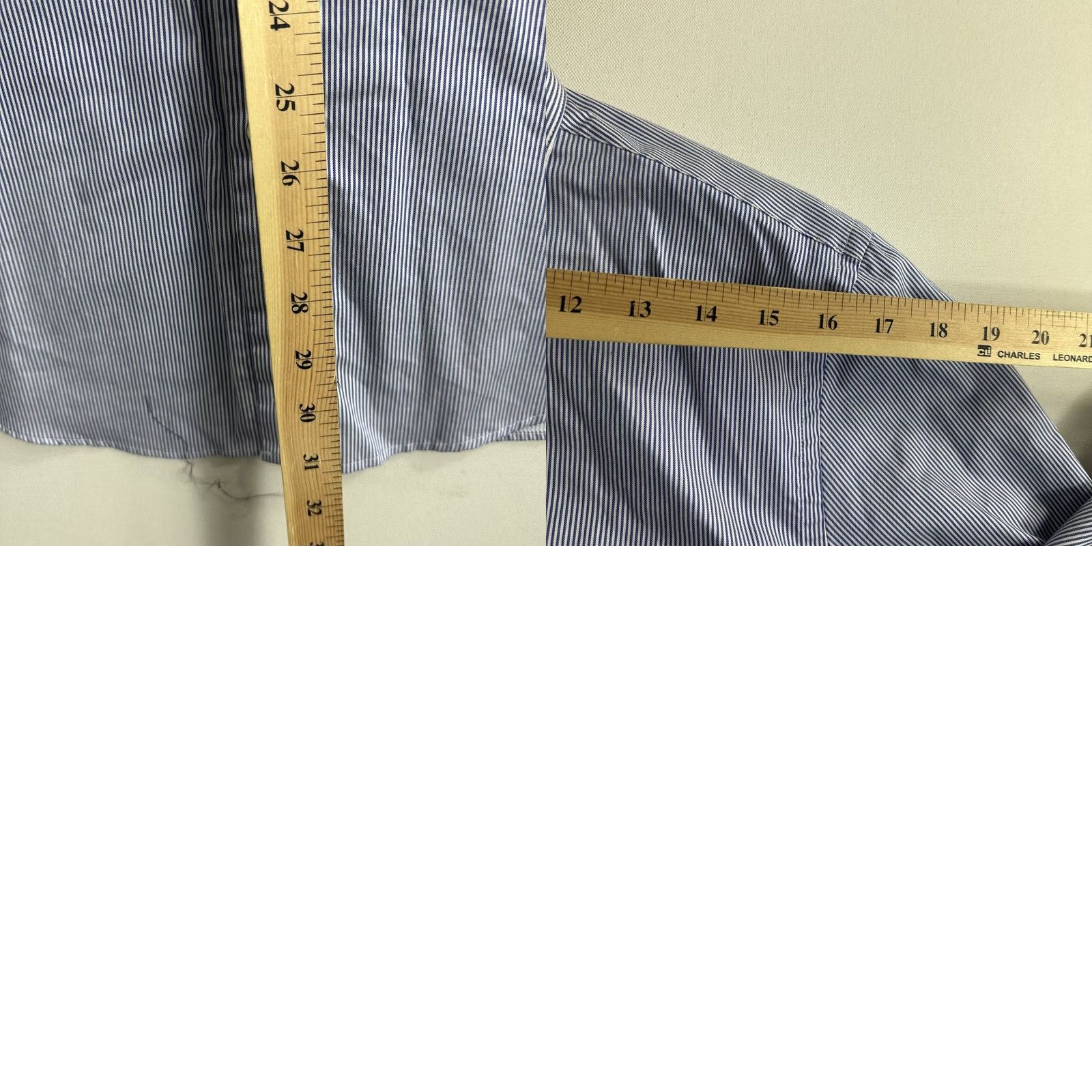 Vintage WRK Dress Shirt Button-Up Blue Striped 16.5 34-35 Long Sleeve Mens Regular Stretch Casual Size US XL / EU 56 / 4 - 8 Thumbnail