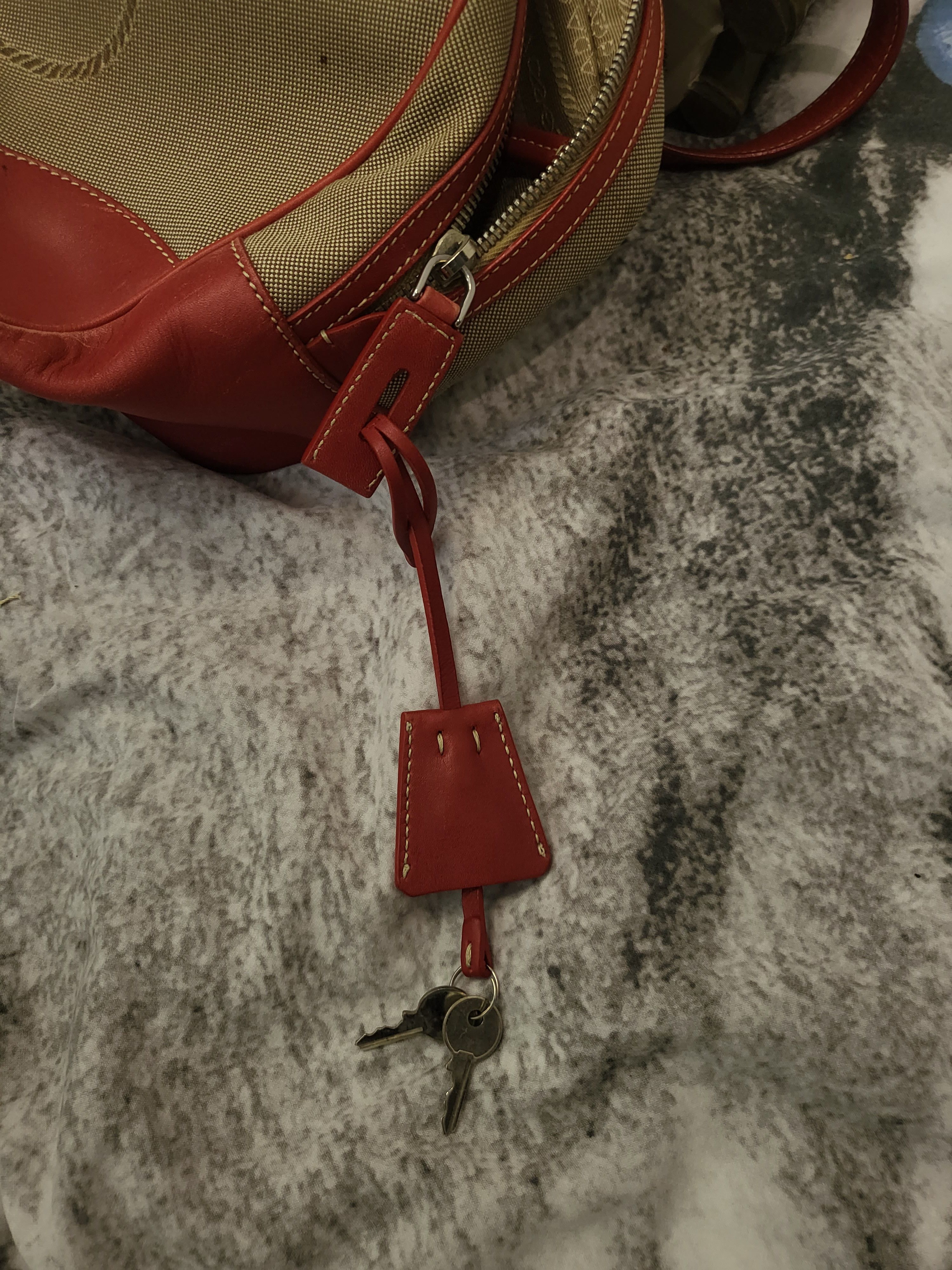 Prada Vintage Prada Canapa Jacquard Bag with Red Leather Inserts Size ONE SIZE - 11 Thumbnail