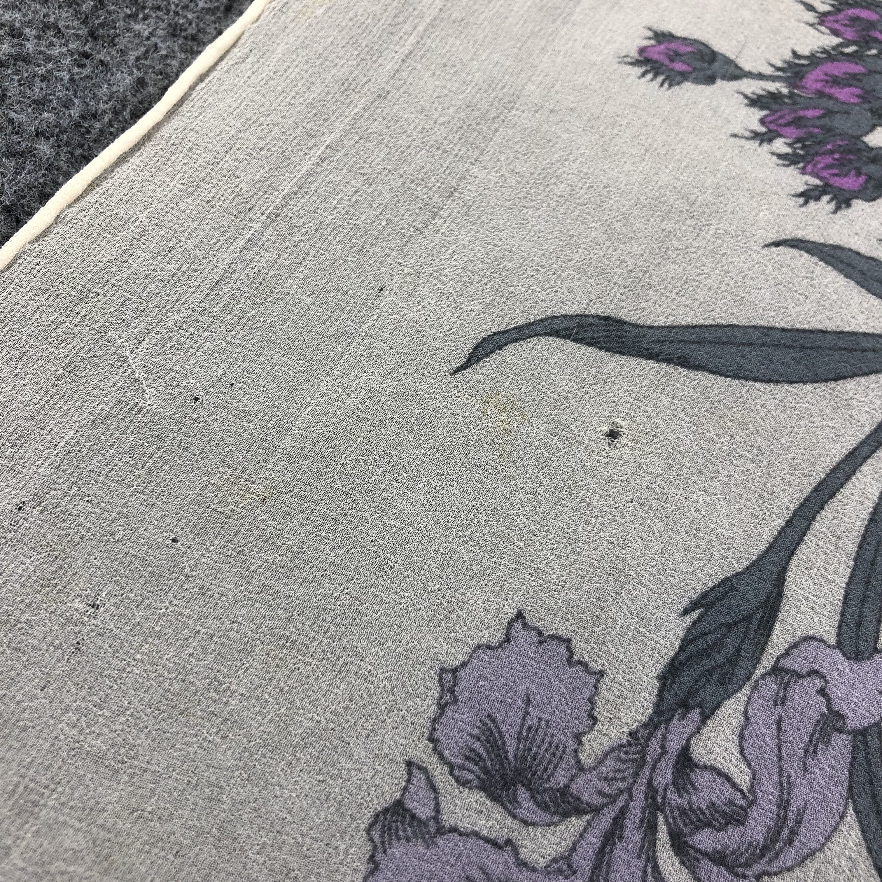 Vintage Castel Floral Hand Rolled Silk Scarf M738 Size ONE SIZE - 12 Thumbnail