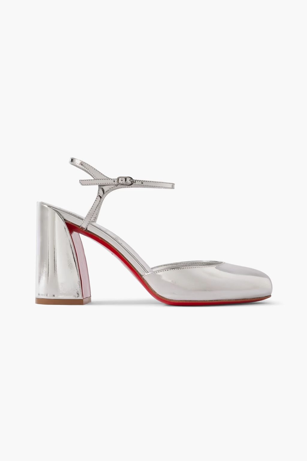 Christian Louboutin Jane Pump 85 Silver Leather Ankle Strap Block Heel Sandal 40 Size US 10 / IT 40 - 8 Thumbnail