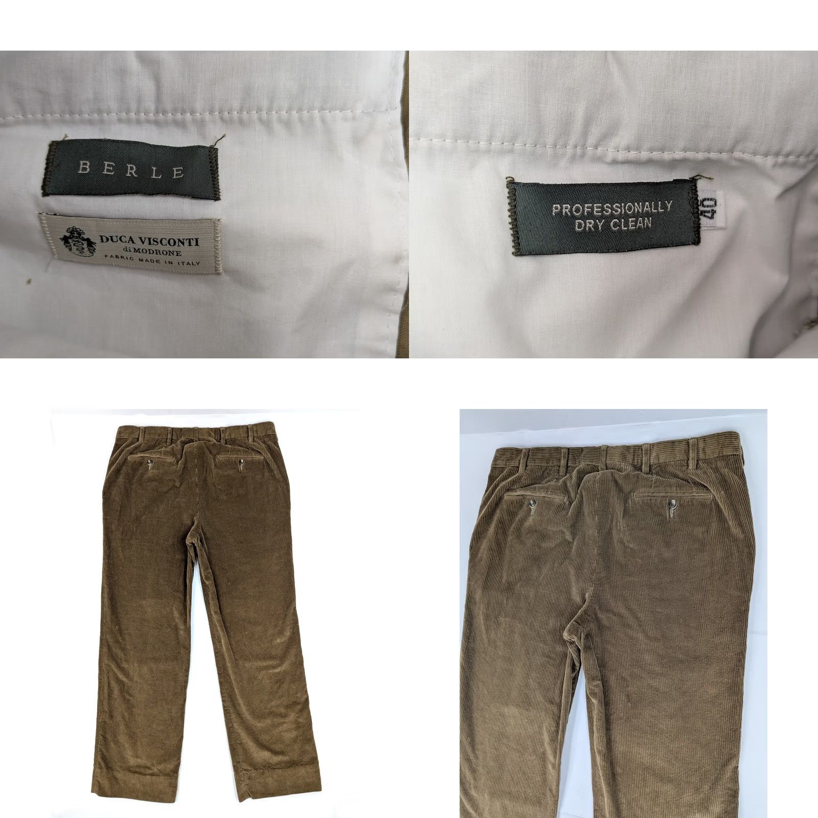 Berle Berle Duca Visconti Italian Corduroy Pants Men 40 Brown Straight Flat Front 90s Vintage Chino Style Pants Size US 40 / EU 56 - 8 Thumbnail
