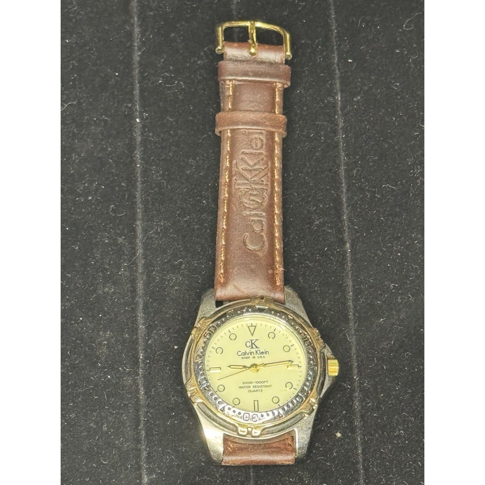 Calvin Klein Calvin Klein Quartz Gold Silver Tone Watch USA Leather Band Size ONE SIZE - 4 Thumbnail
