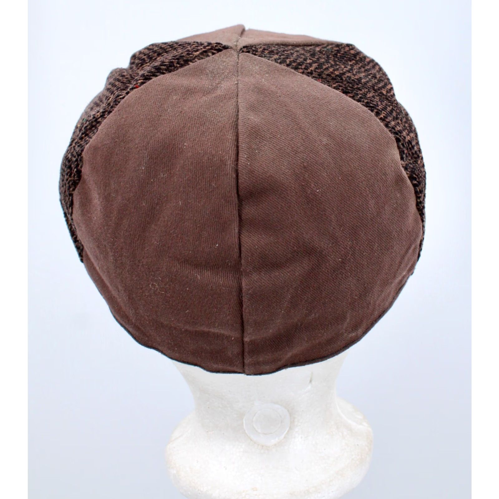 Vintage VINTAGE Men's Cap 1930s Brown Cotton Tweed Hunting Outdoor Hat Sz 7 1/4 30s Mens Size ONE SIZE - 4 Thumbnail