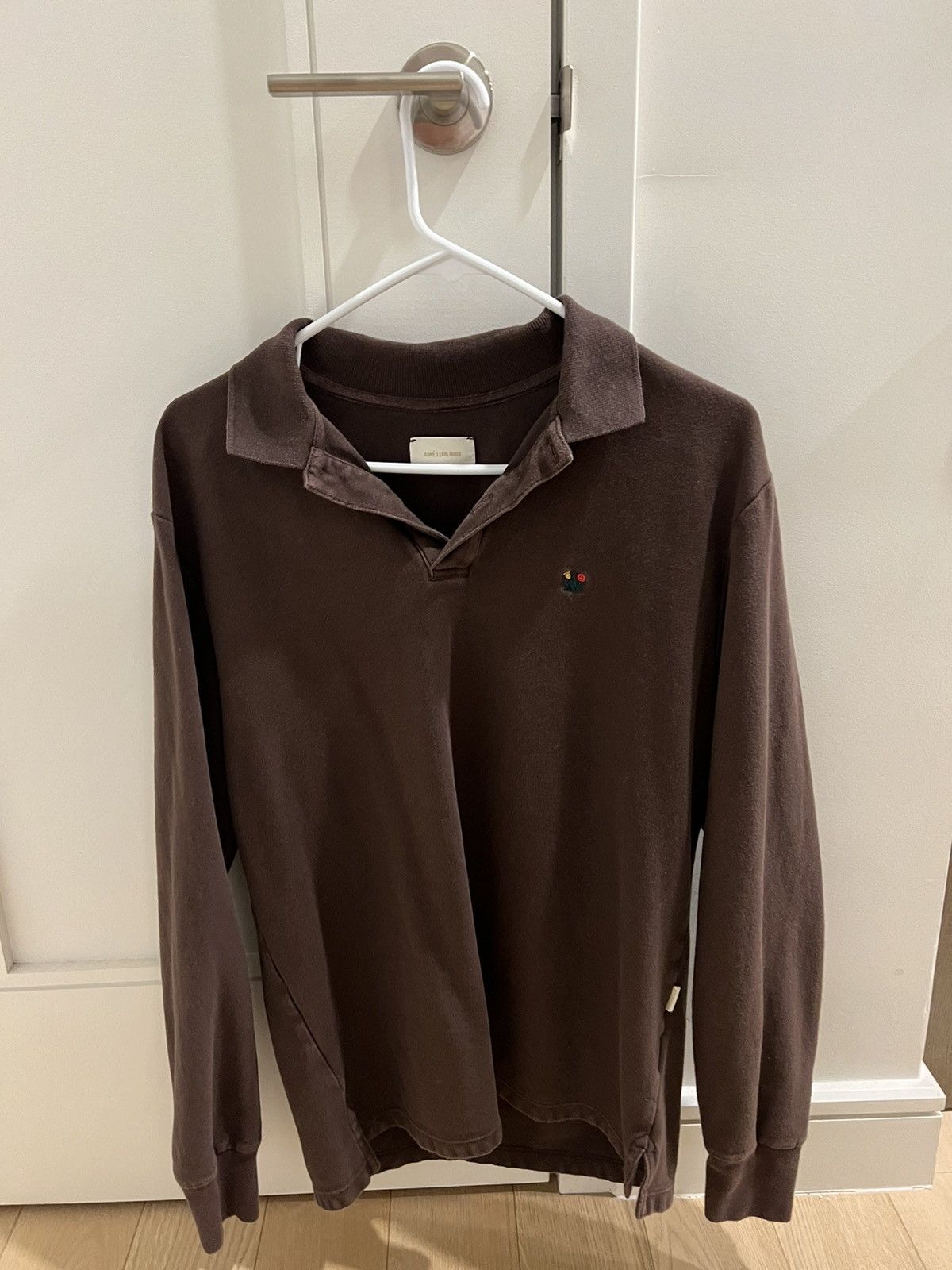 image of Aime Leon Dore Some Leon Dore Long Sleeve Polo in Brown, Men's (Size Medium)