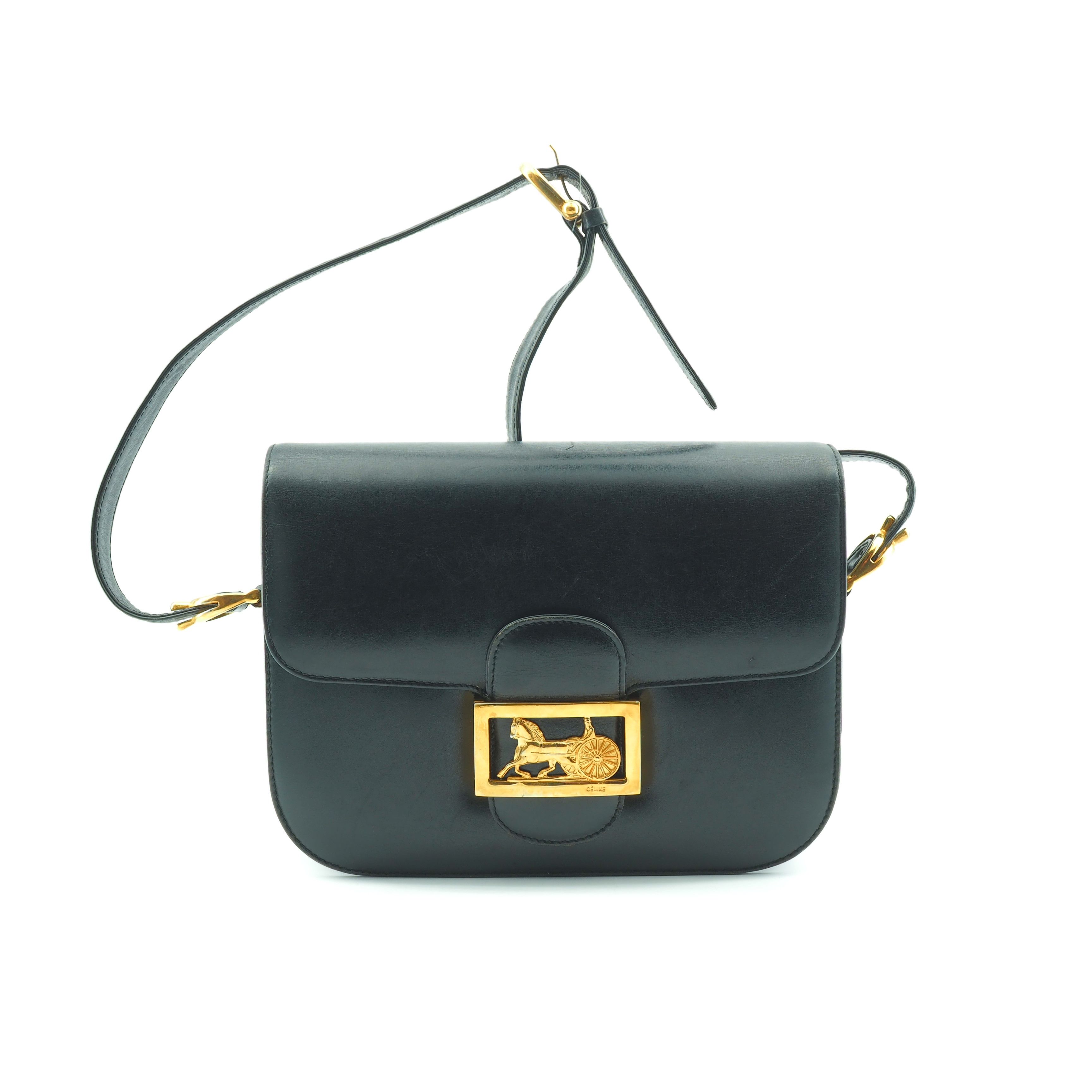 Celine Celine Vintage Triomphe Black leather Size ONE SIZE - 1 Thumbnail