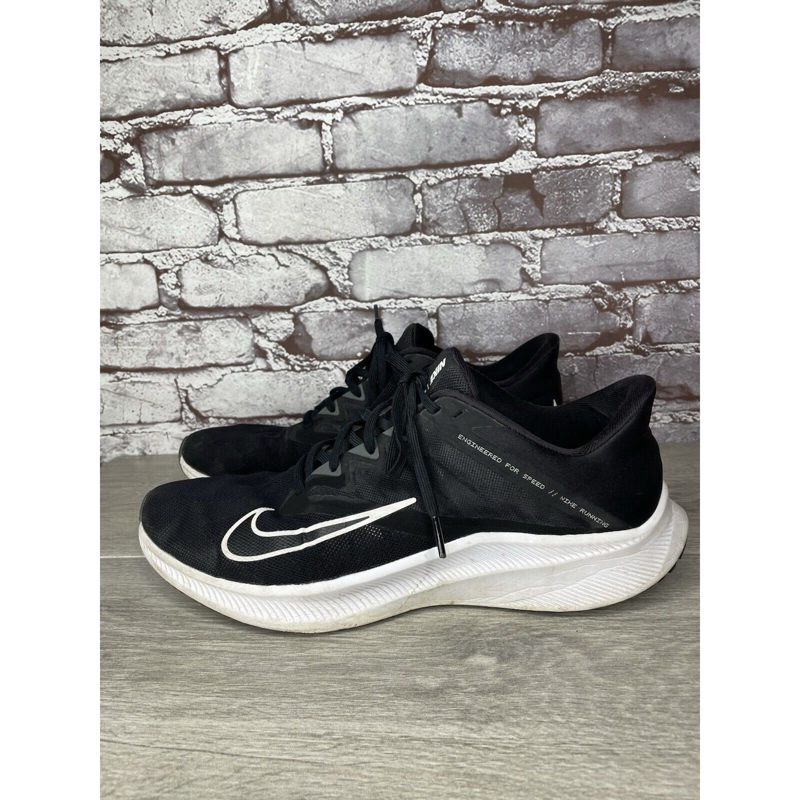Nike Nike Quest 3 Running Black Mesh Synthetic White Lace Up Shoe Size US 11 / EU 44 - 1 Thumbnail