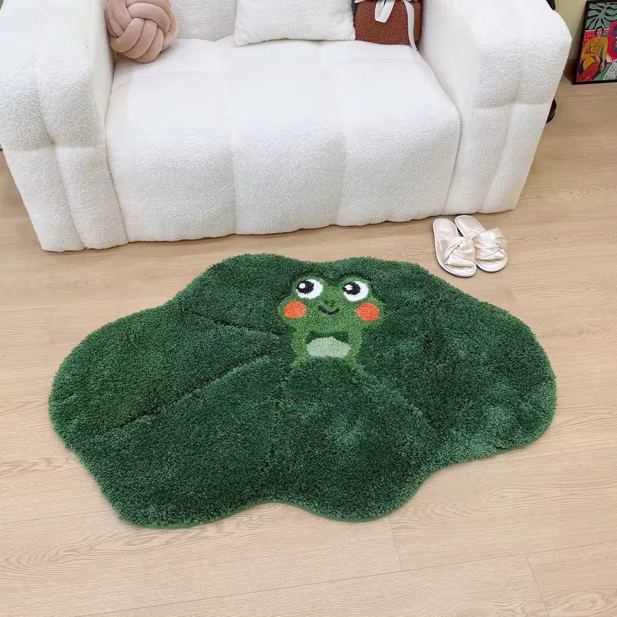 Handmade × Other Cartoon Green Frog Fluffy Decoration Handmade Tufted Carpet Size ONE SIZE - 3 Thumbnail