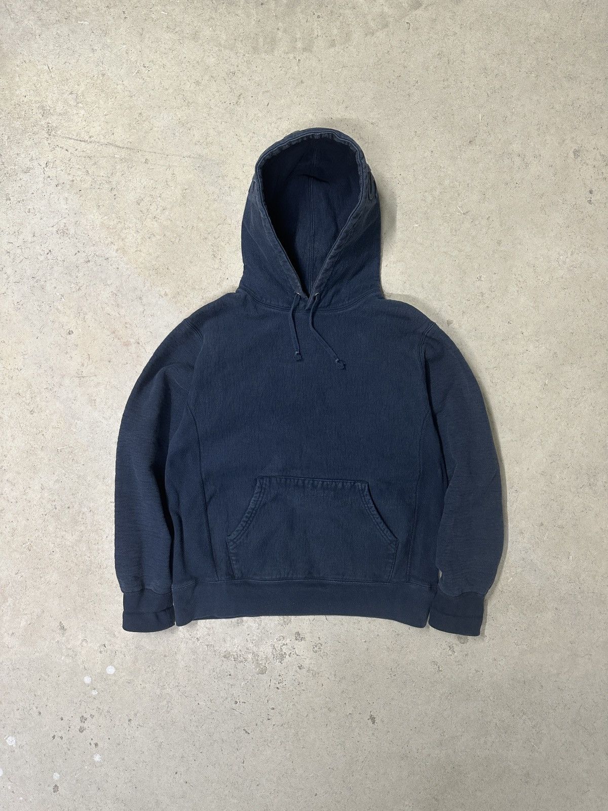 image of Hype x Supreme F/w 2017 Embossed Logo Hooded Sweatshirt in Navy, Men's (Size Medium)