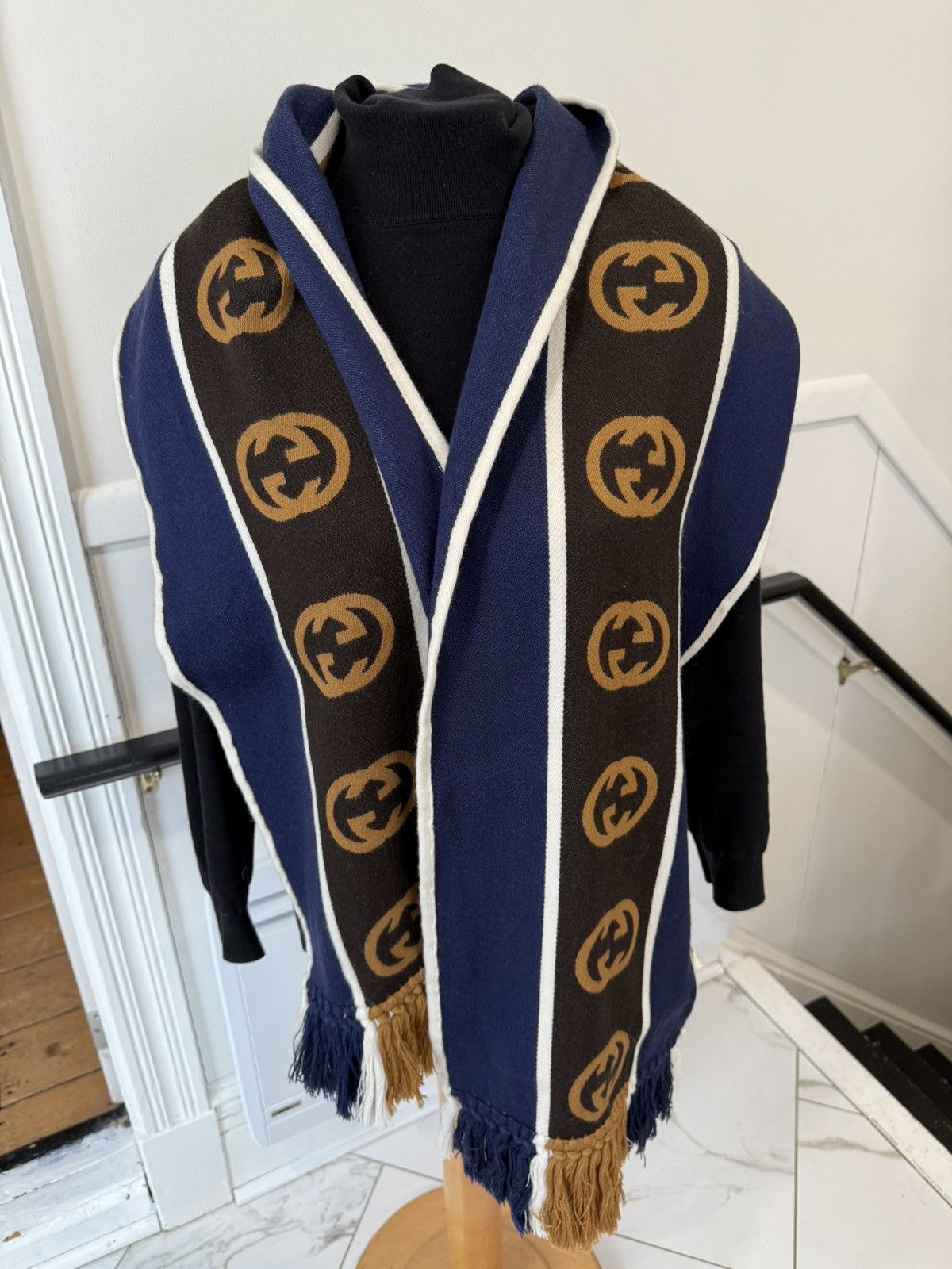 Gucci Gucci Reversible Unisex Wool Scarf Size ONE SIZE - 2 Thumbnail