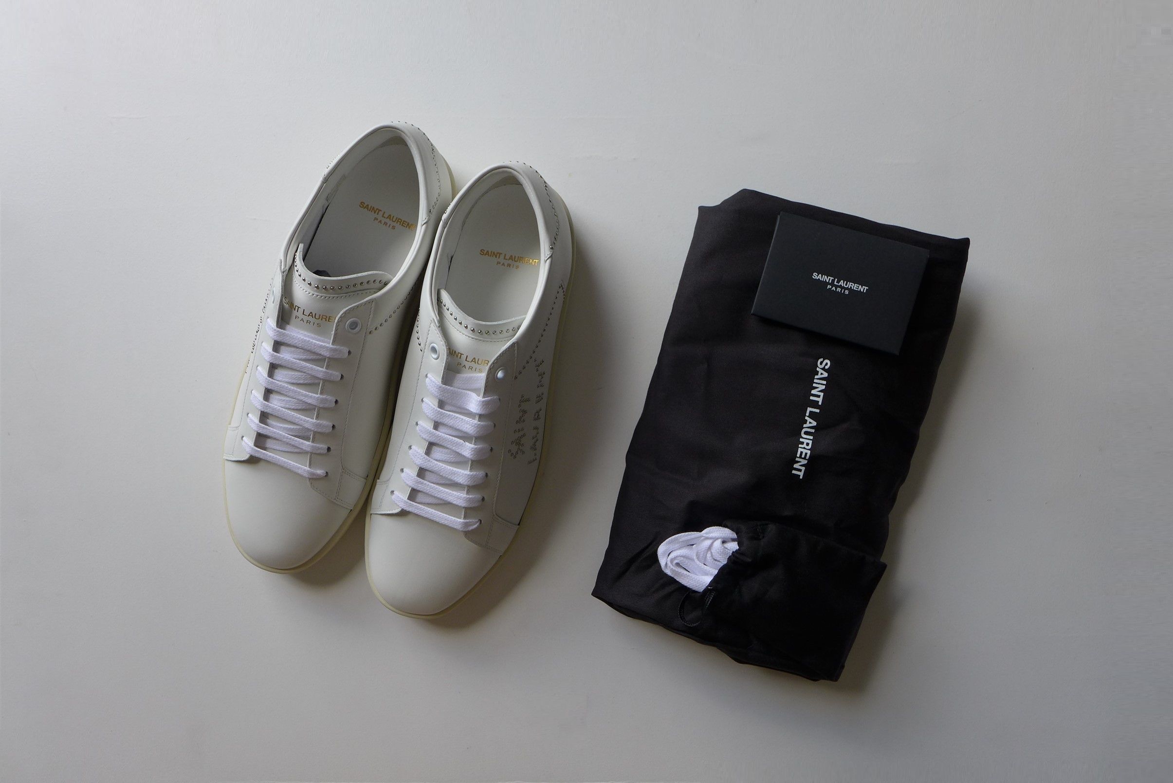 Saint Laurent Paris Saint Laurent SL/08 Sneakers - Studded White Calf Leather Size US 11 / EU 44 - 15 Thumbnail