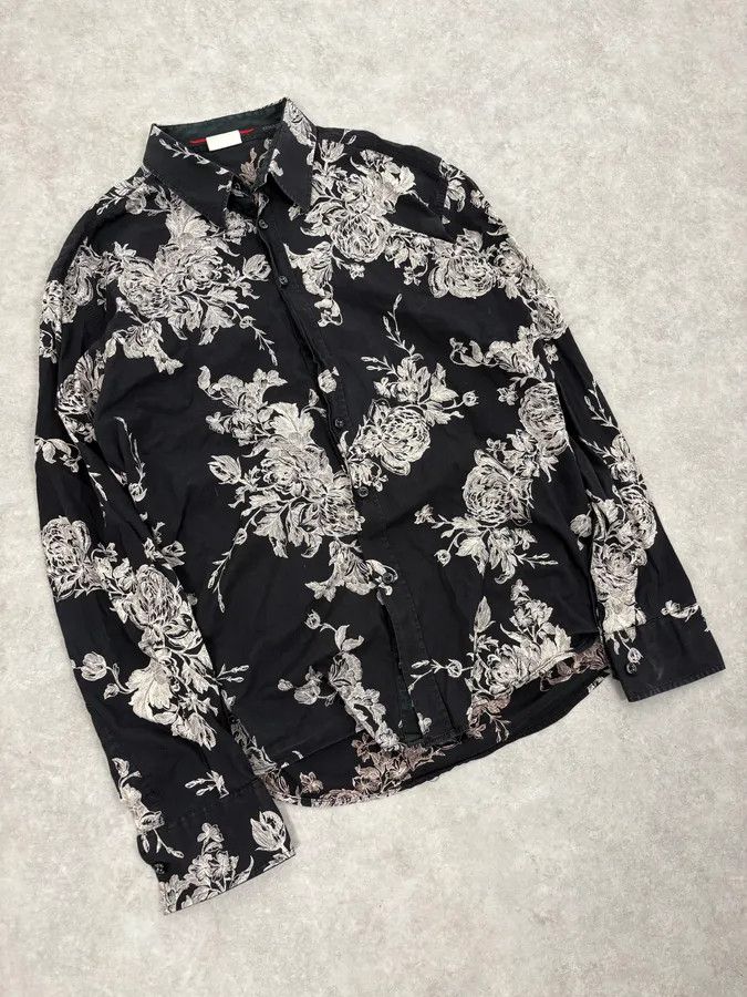 Armani Armani Black & White Floral Abstract Shirt Size US M / EU 48-50 / 2 - 4 Thumbnail