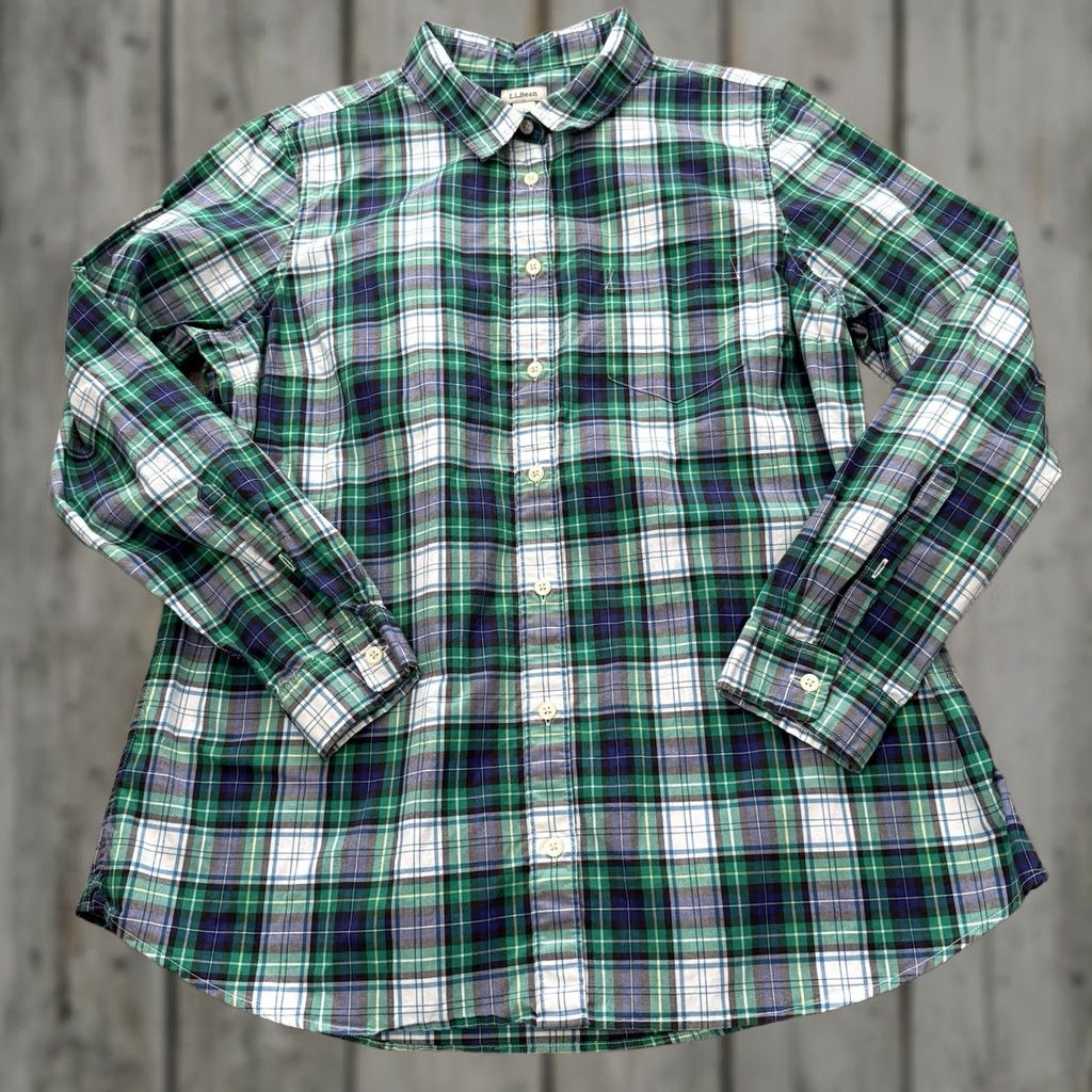 Vintage VINTAGE LL Bean Button Up Shirt Womens L Tartan Plaid Blue Green Long Sleeve Woven Size L / US 10 / IT 46 - 1 Thumbnail