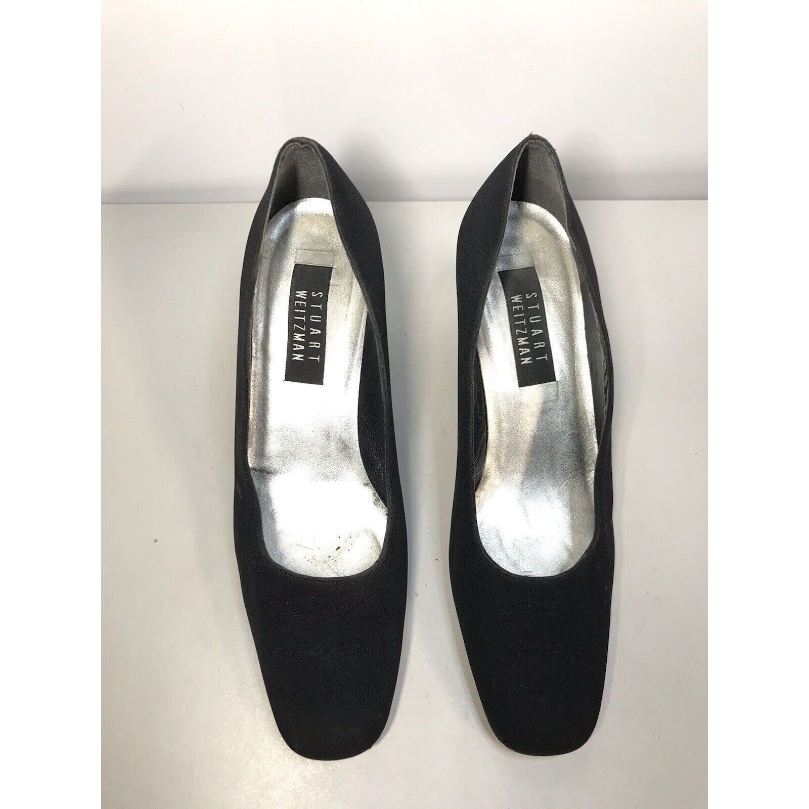 Stuart Weitzman Stuart Weitzman Black Fabric Square Toe Slip On Heels Women’ Size US 8.5 / IT 38.5 - 2 Thumbnail