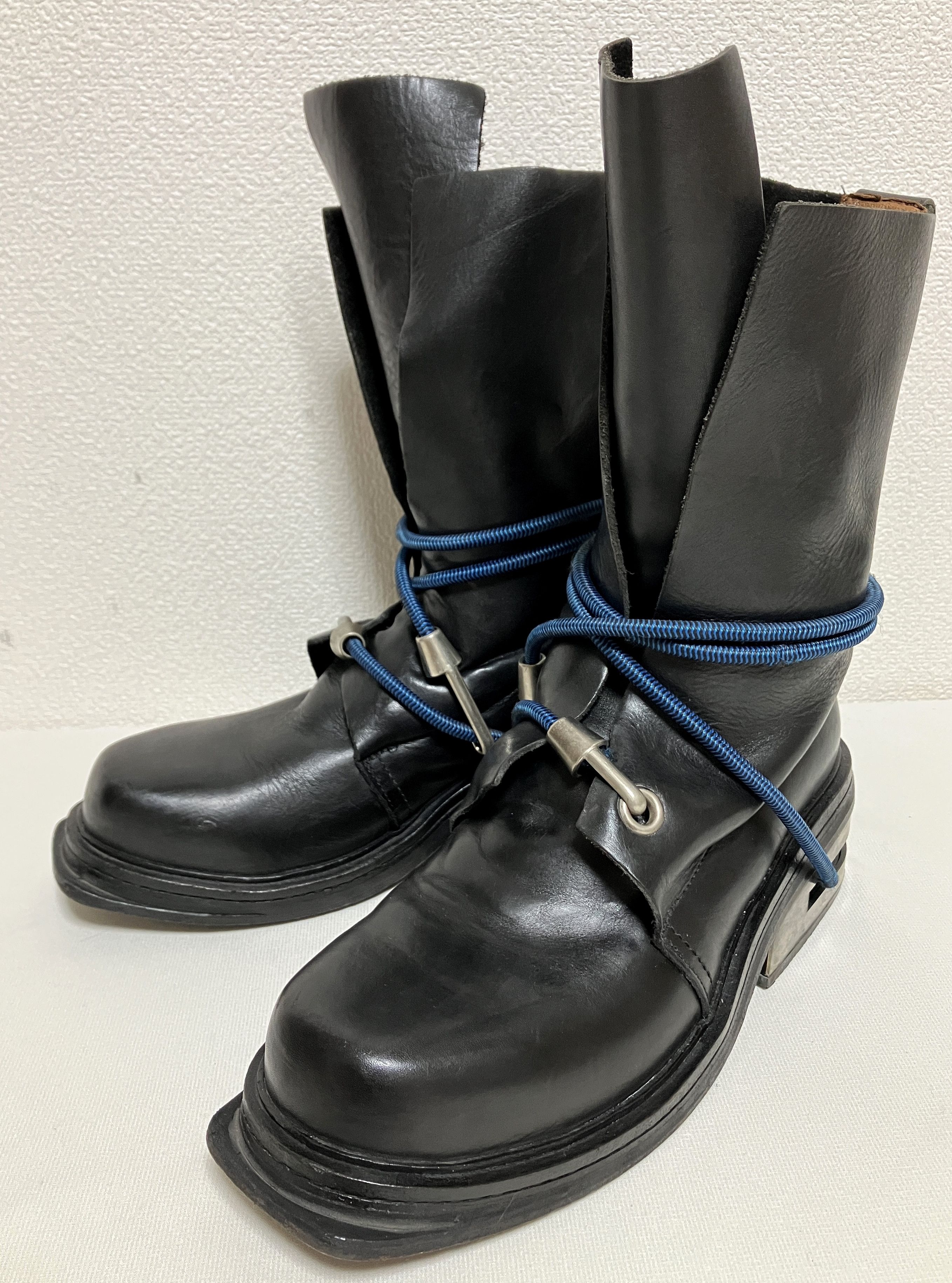 Pre-owned Dirk Bikkembergs Leather Bungee Cord Metal Heel Shoes