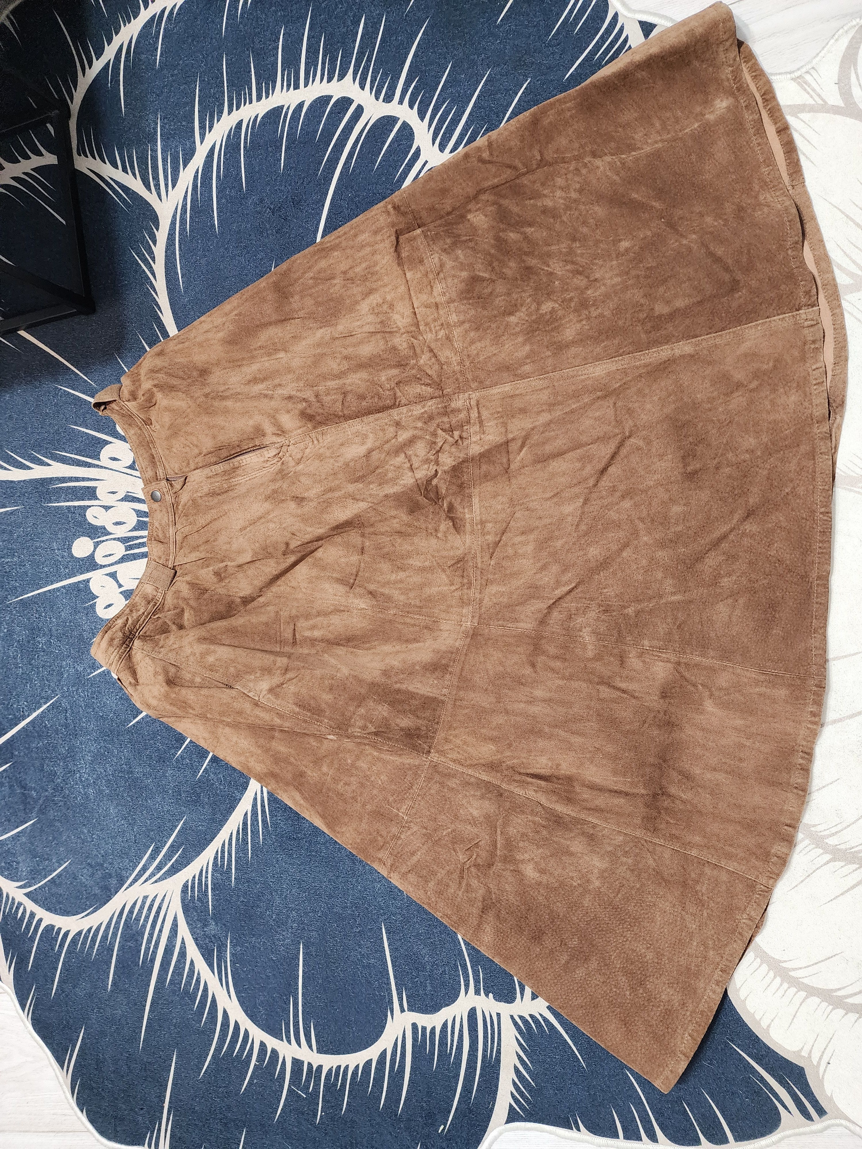 Other Brown Flared Leather Skirt with Pockets. Size 32" / US 10 / IT 46 - 7 Thumbnail