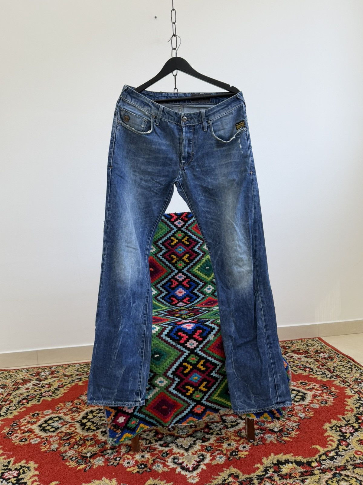 G-Star 00s G Star Tornado Mart Style Buckle Back Washed Denim Jeans Size US 32 / EU 48 - 3 Thumbnail