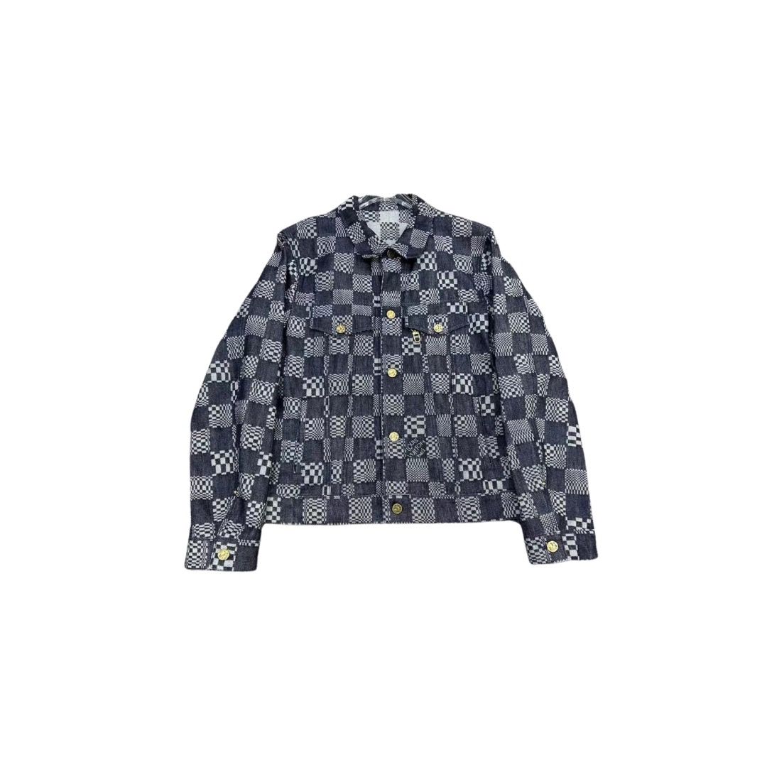 Louis Vuitton Distorted Damier Denim Jacket Indigo. Size 50