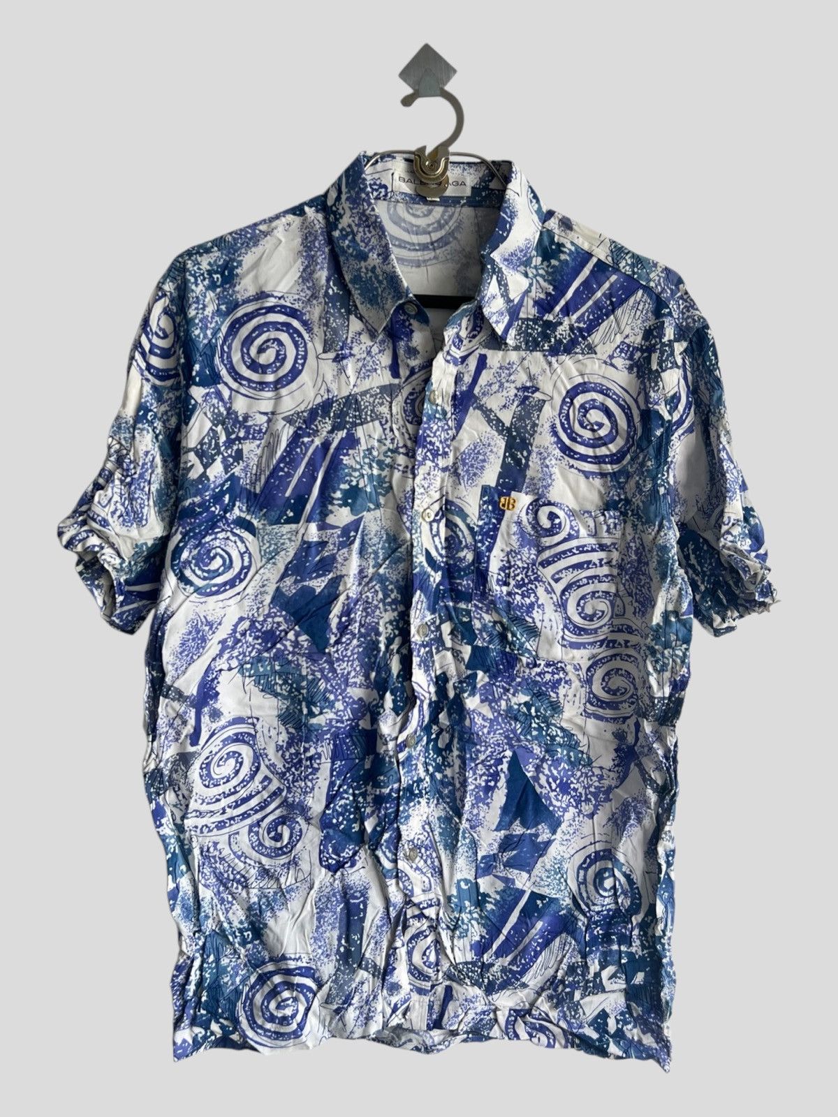 Balenciaga Vintage 1980s Balenciaga Pop Art Psychedelic Rayon Shirt Size US M / EU 48-50 / 2 - 1 Thumbnail
