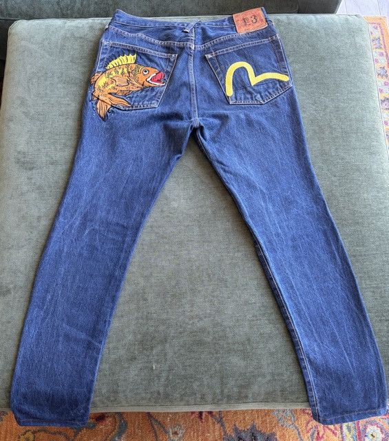 Evisu Custom Made Selvedge Jeans with Fish Embroidery Size US 31 - 7 Thumbnail