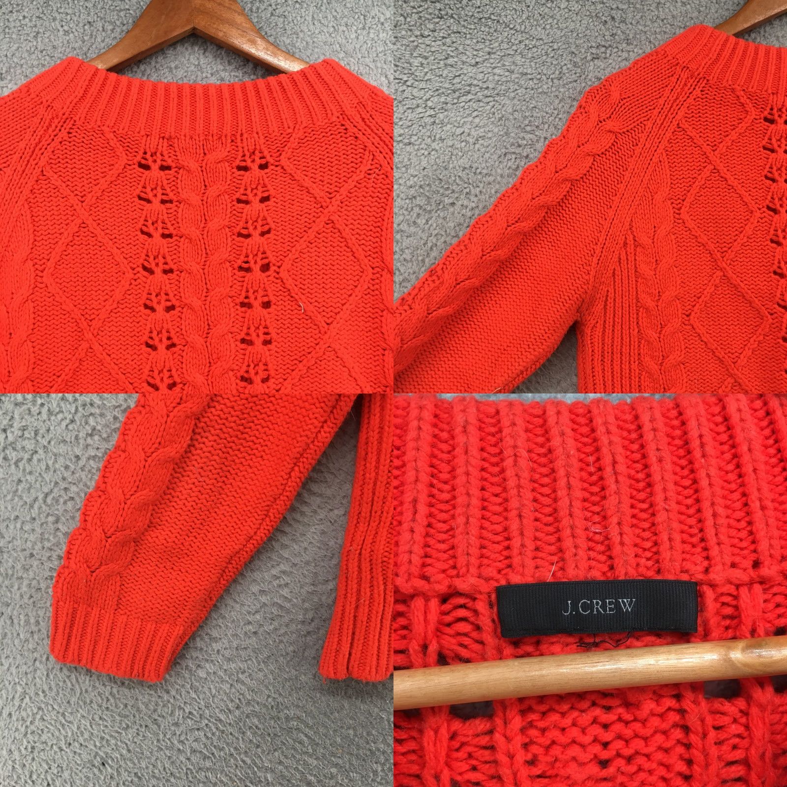 J.Crew J.CREW Cable Knit Sweater Womens Red Pullover Long Sleeve Cotton Blend Dark Red Crew Neck Knit Pullover Sweater Womens Regular Size M Size M / US 6-8 / IT 42-44 - 9 Thumbnail
