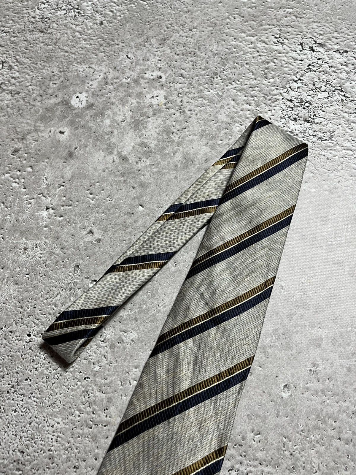 Ermenegildo Zegna × Vintage Ermenegildo Zegna Italy Silk Linen Tie Striped Classic Size ONE SIZE - 2 Thumbnail