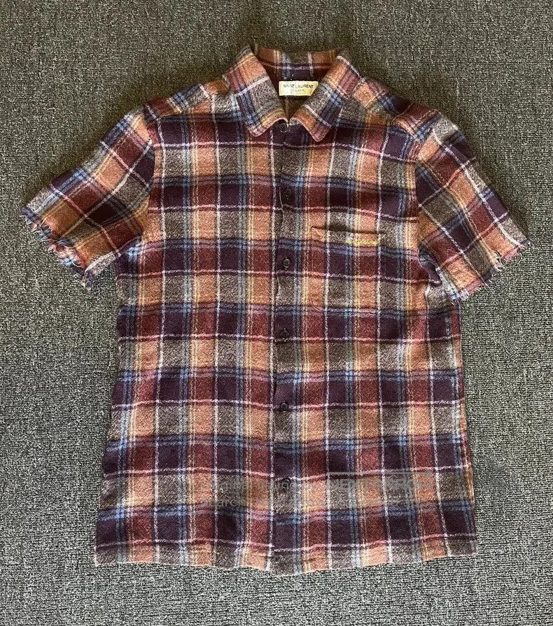 Saint Laurent Paris Saint Laurent Wool Short Sleeve Plaid Polo. Size US L / EU 52-54 / 3 - 1 Thumbnail