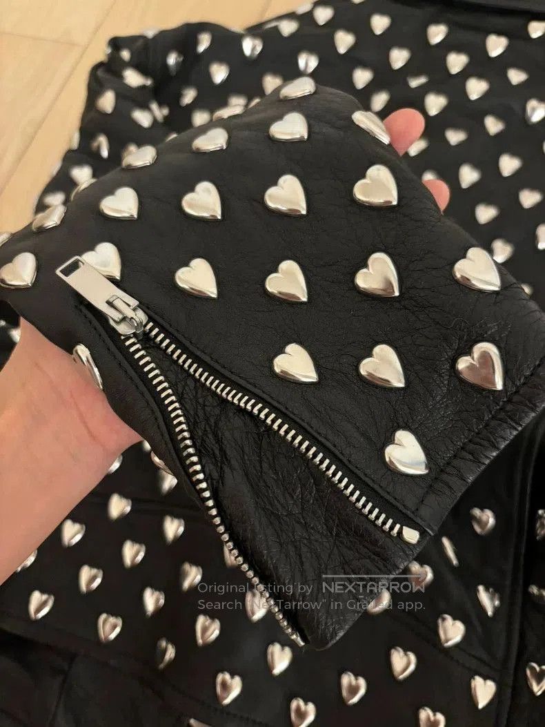 Saint Laurent Paris Saint Laurent Black Heart Studded Leather Jacket- Size US M / EU 48-50 / 2 - 5 Thumbnail