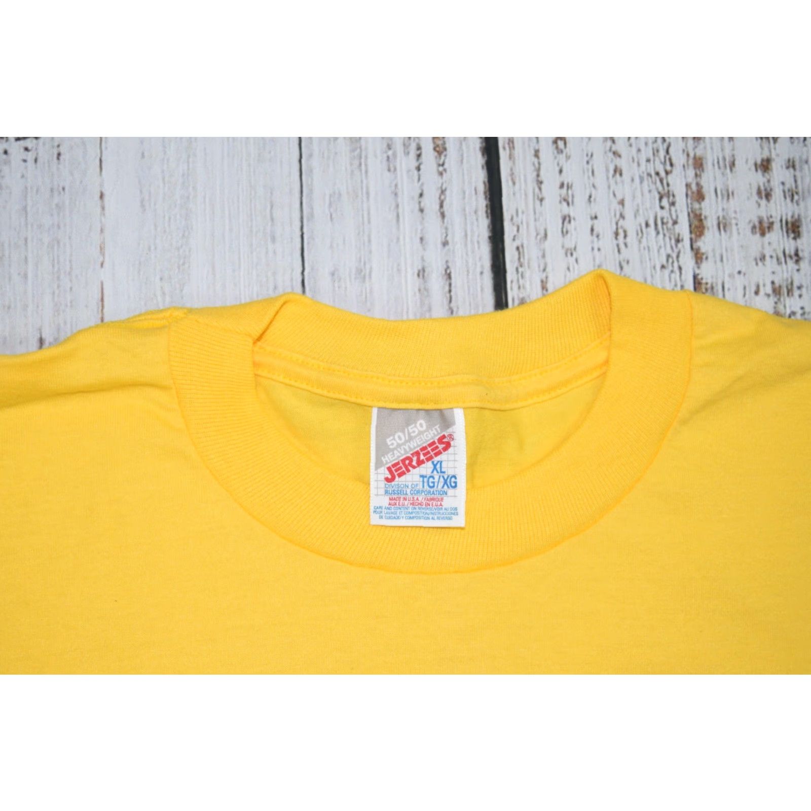 Jerzees VINTAGE Jerzees Heavyweight 50/50 Cotton T-Shirt SUN YELLOW XL Adult Crew Neck Short Sleeve USA 50/50 Jerzees Mens XL Yellow Size US XL / EU 56 / 4 - 4 Thumbnail