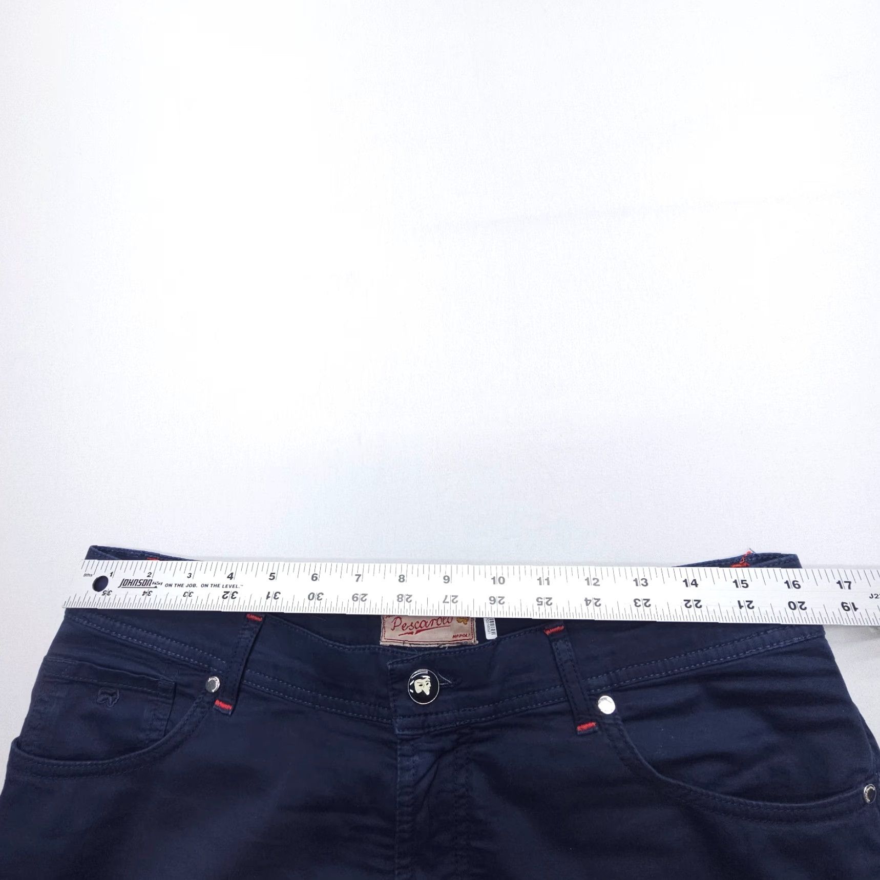 Vintage Marco Pescarolo Pants Mens 32 Blue Slim Straight Cotton Silk 5-Pocket Chino 27 Inseam Autumn Summer Winter 50 NN Size US 32 / EU 48 - 7 Thumbnail