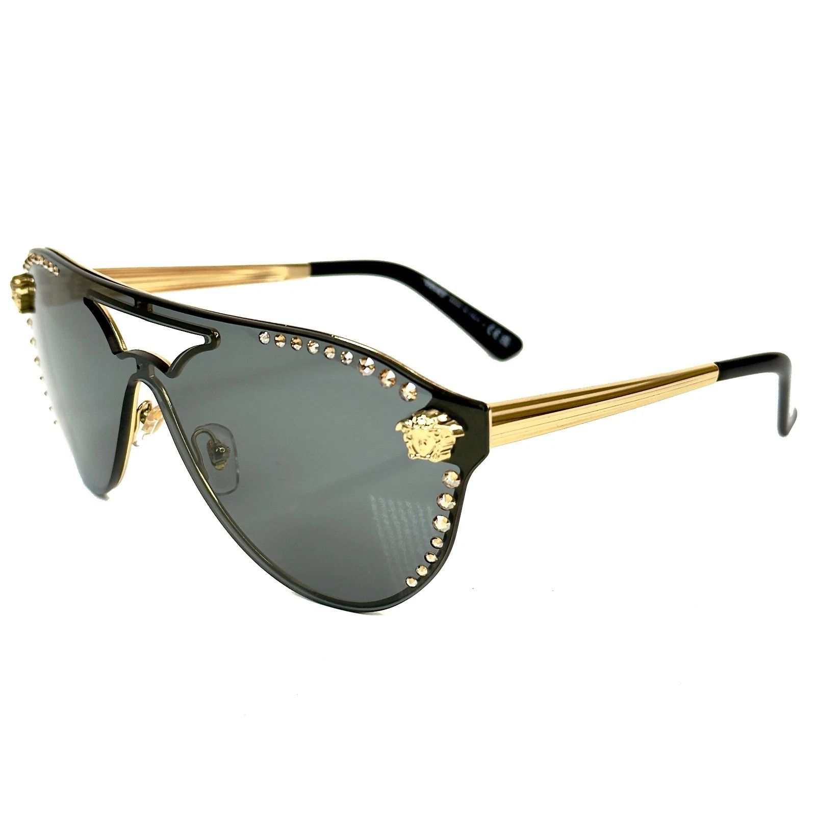 Versace VERSACE VE2161B GLAM Crystal 2161 Black Aviator Sunglasses Size ONE SIZE - 5 Thumbnail