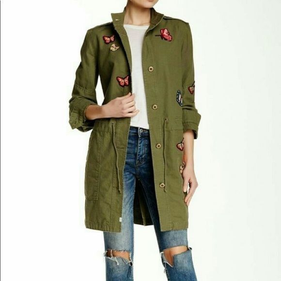 Other Melrose Market S Button Up Butterfly Patches Jacket Army Gre Size S / US 4 / IT 40 - 1 Thumbnail